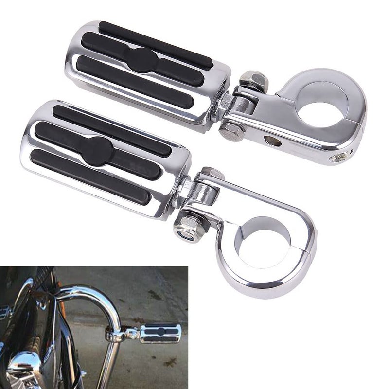 OUMURS 1-1/4"" Motorcycle Foot Pegs For 1.25"" Engine Guard Highway Pegs For Crash Bars Foot Pedal Bracket Clamp Compatible With Harley Touring Electra Road Glide Road King Street Glide Sportster 883 - Image 1